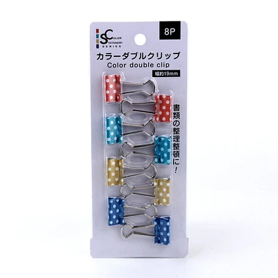 4-Color Polka Dots Binder Clip (8pcs)