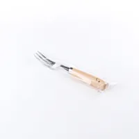 Stainless Steel Dessert Fork with Wooden Handle (Smile/13.6cm)