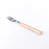 Stainless Steel Dessert Fork with Wooden Handle (9.6cm)