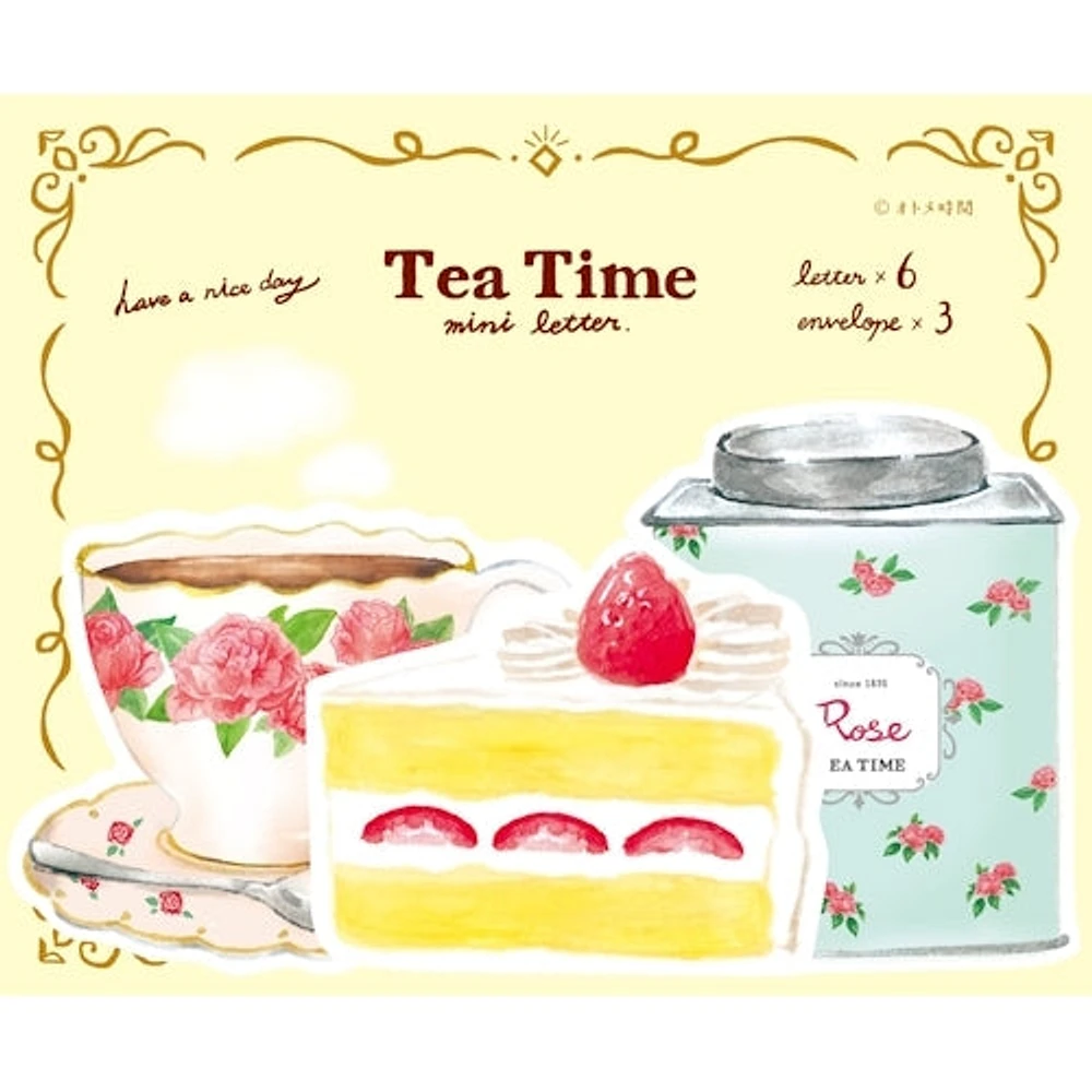 Furukawa Shiko Otome Time Paper Works Mini Letter Set Die-Cut Tea Time Rose