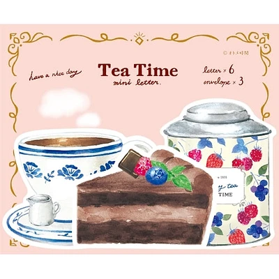 Furukawa Shiko Otome Time Paper Works Mini Letter Set Die-Cut Tea Time Berry