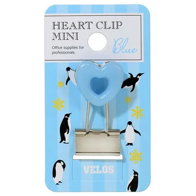 Velos Binder Clip Heart Mini Blue