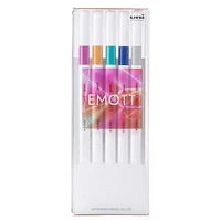 Uni Emott 0.4mm 5-Color Fine Pen / Marker - Pure Pink / Orange Beam / Emerald Green / Blue / Light Blue