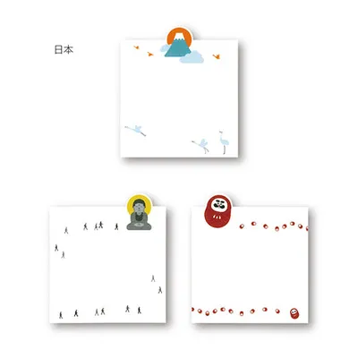 Yamazakura Bookmark Memo Pad Japan: Mt. Fuji, Buddha, Daruma Doll (3 design x 5 sheets)