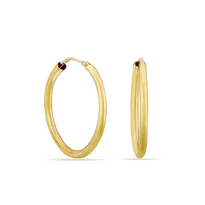 Brincos argola em ouro amarelo 18K tubo de 2 x 24 mm