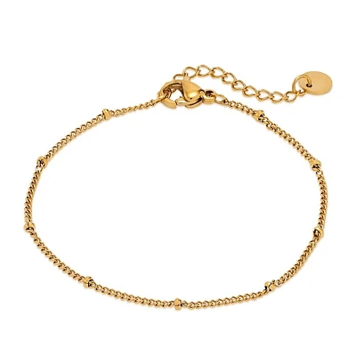 Pulseira de homem em aço dourado bolinhas de 16 cm-Oro Vivo