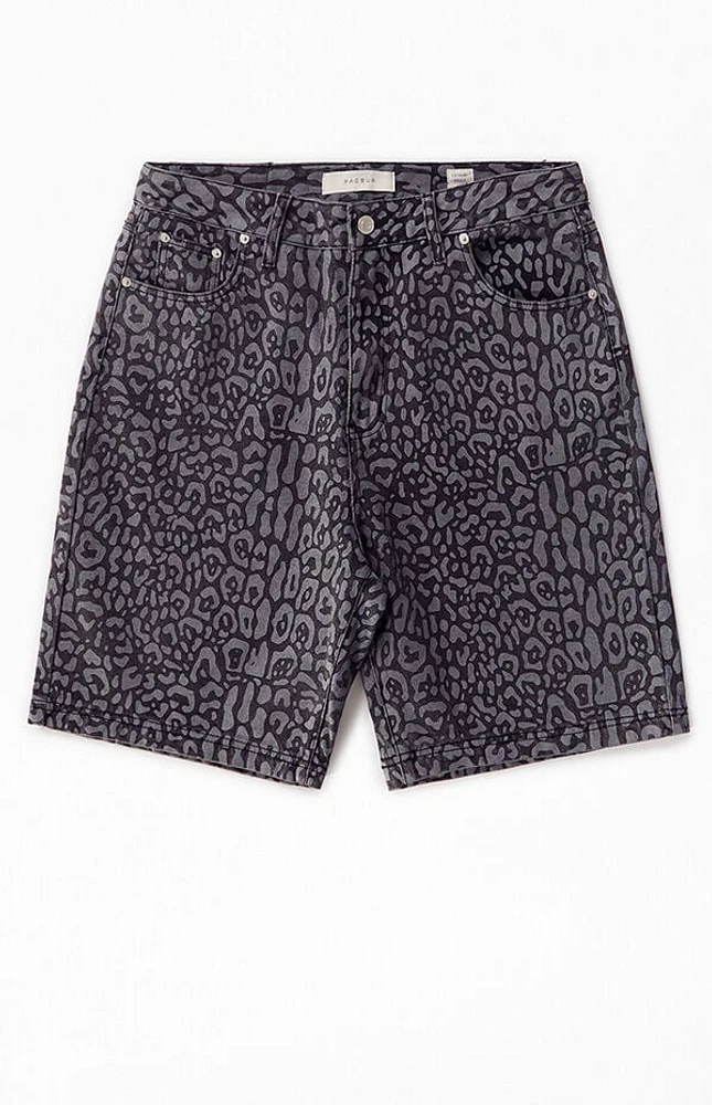 Pacsun Dark Leopard Denim Baggy Shorts