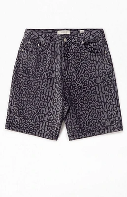 Pacsun Dark Leopard Denim Baggy Shorts