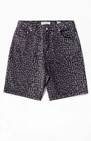 Pacsun Dark Leopard Denim Baggy Shorts