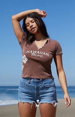 Hawaiian Tropic Short Sleeve Henley T-Shirt