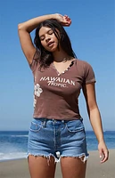 Hawaiian Tropic Short Sleeve Henley T-Shirt