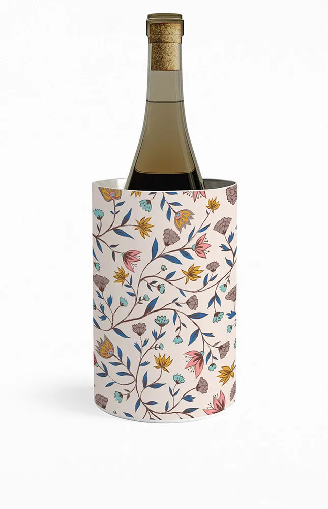 Beige Wildflowers Wine Chiller