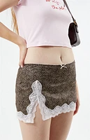 LA Hearts Leopard Lace Mini Skirt