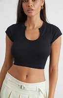 Contour Seamless Notched T-Shirt