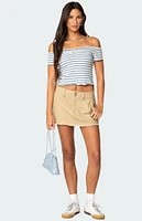 Edikted Shara Striped Off Shoulder Top