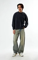 Pacsun Washed Black Premium Cropped Long Sleeve T-Shirt
