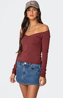 Edikted Nattie Off Shoulder V Neck Top