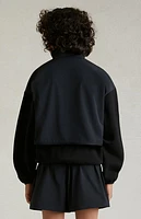 Kids Fear of God Essentials Black Nylon Fleece Mock Neck Sweatshirt
