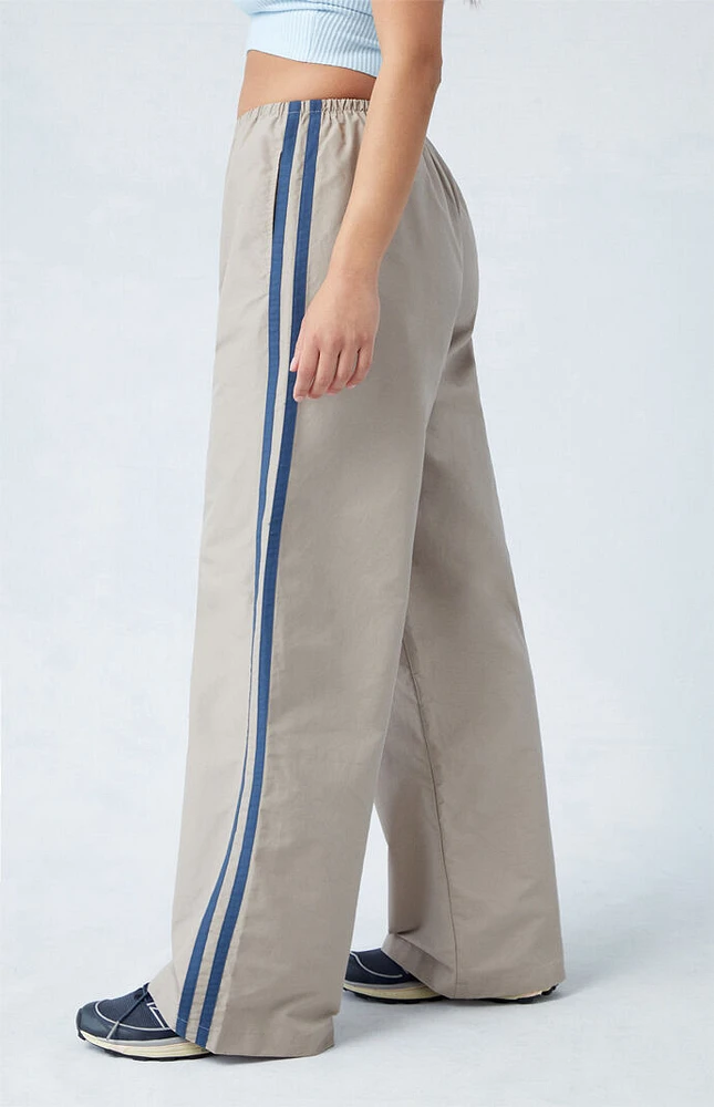 Khaki Wide Leg Track Pants