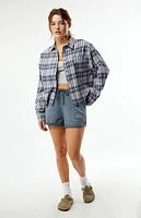 Outer Banks Treasure Distressed Cropped Flannel Shirt