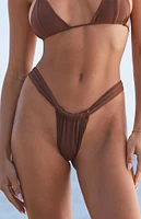 Stone Fox Eco Brown Bijou Tanga High Cut Bikini Bottom