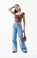 PacSun Lena Medium Indigo Star Low Rise Super Baggy Jeans