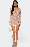Edikted Corea Sequin Crochet Mini Dress