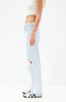 Pacsun Jordyn Light Indigo Ripped Low Rise Straight Leg Jeans