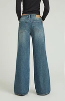 Pacsun Lena Medium Indigo Sparkle Low Rise Super Baggy Jeans