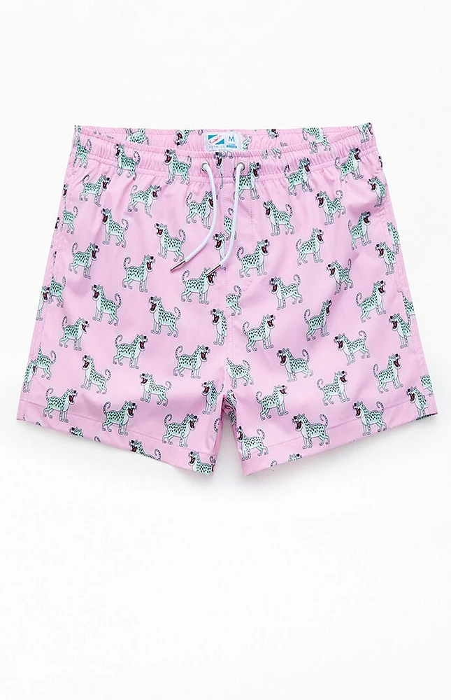 Bermies Pink Cheetah 3.5" Swim Trunks