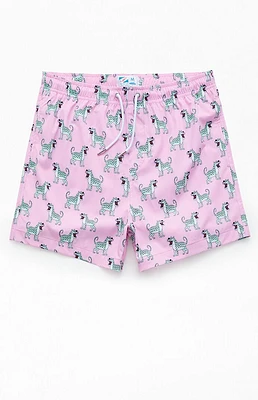 Bermies Pink Cheetah 3.5" Swim Trunks