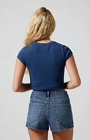 Pacsun Dark Indigo Zip Fly High Waisted Denim Festival Shorts