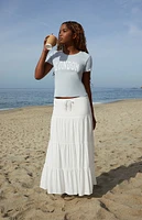 John Galt White Lizzy Maxi Skirt