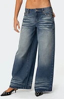 Edikted Faux Leather Pocket Low Rise Jeans