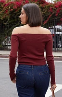 John Galt Burgundy Mayson Off-The-Shoulder Top
