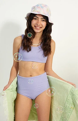 PacSun Kids Lavender Scrunch Cropped Bikini Top & High Waisted Bottom Set