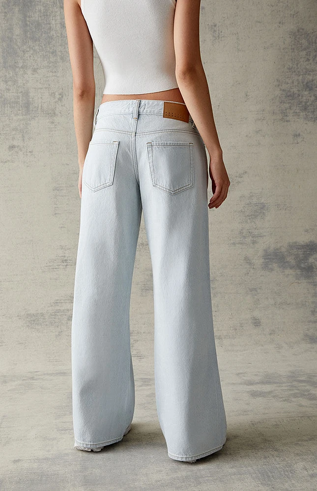 PacSun Eco Light Blue Ripped Low Rise Baggy Jeans