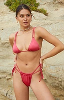 Pacsun Red Scilla Shine Tie Side Bikini Bottom