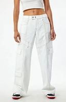 PacSun Off White Low Rise Baggy Cargo Pants