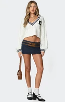 Edikted Sky Double Buckle Denim Mini Skort