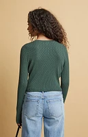 Beverly and Beck Mona Pointelle V-Neck Sweater