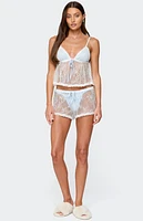 Edikted Laina Contrast Sheer Lace Babydoll Top