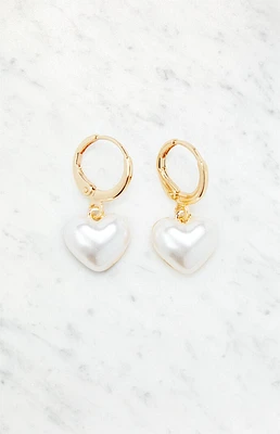 LA Hearts Pearl Hoop Earrings