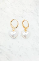 LA Hearts Pearl Hoop Earrings