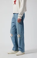 PacSun Medium Indigo Ripped Baggy Jeans