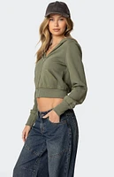 Edikted Distressed Stitch Cropped Hoodie