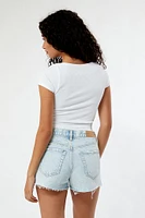 PacSun Eco Light Indigo V-Dip High Waisted Denim Festival Shorts