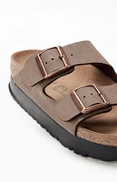 Birkenstock Women's Arizona Vegan Leather Platform Sandal Mocha