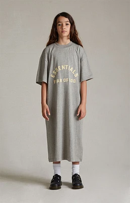 Kids Fear of God Essentials Light Heather Grey 3/4 Sleeve T-Shirt Dress