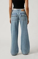 Pacsun Casey Patch Pocket Low Rise Baggy Jeans Light Indigo